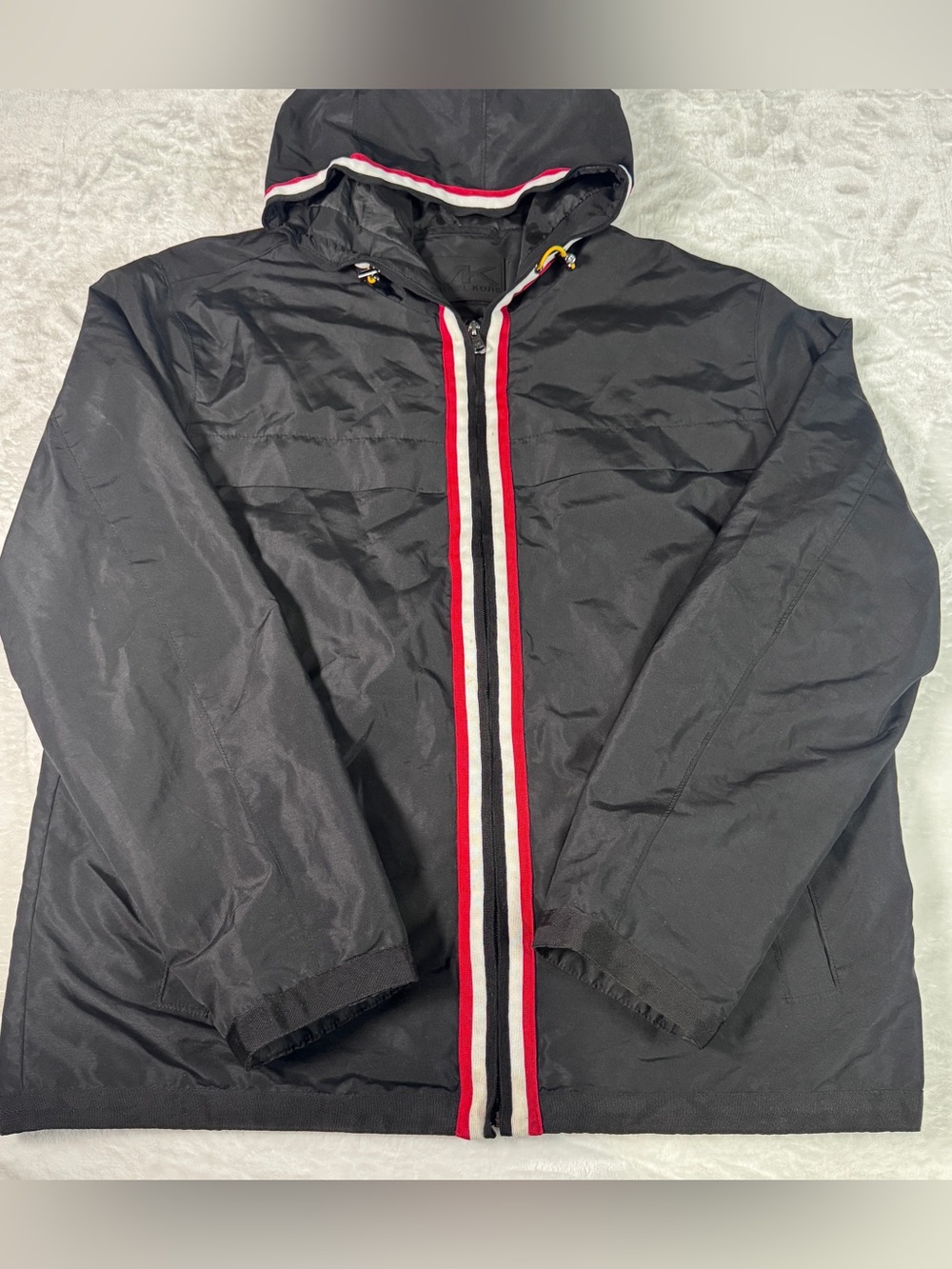 Michael Kors Hooded Windbreaker Jacket Black XL Lightweight Zip Up